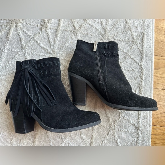 Jessica Simpson Chassie Suede Leather Fringe Booties - Picture 2 of 8